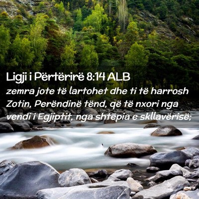 Picture 02 - Ligji i Përtërirë 8:14 ALB - zemra jote të lartohet dhe ti të harrosh Zotin, - Bible Verse Picture