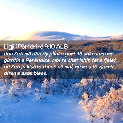 Picture 02 - Ligji i Përtërirë 9:10 ALB - dhe Zoti më dha dy pllaka guri, të shkruara me - Bible Verse Picture