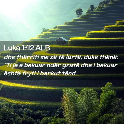 Picture 02 - Luka 1:42 ALB - dhe thërriti me zë të lartë, duke thënë: - Bible Verse Picture