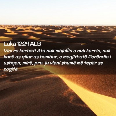 Picture 02 - Luka 12:24 ALB - Vini re korbat! Ata nuk mbjellin e nuk korrin, - Bible Verse Picture