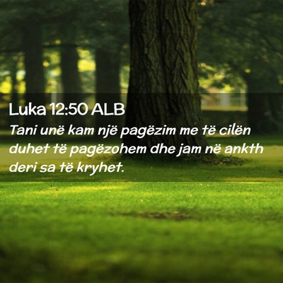 Picture 02 - Luka 12:50 ALB - Tani unë kam një pagëzim me të cilën duhet - Bible Verse Picture