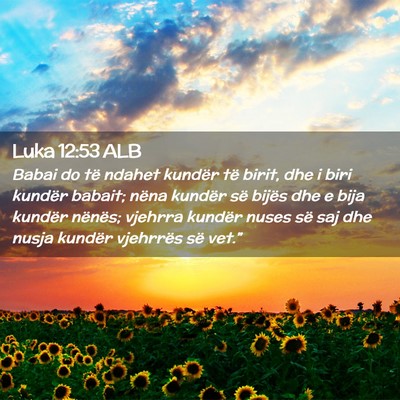 Picture 02 - Luka 12:53 ALB - Babai do të ndahet kundër të birit, dhe i biri - Bible Verse Picture