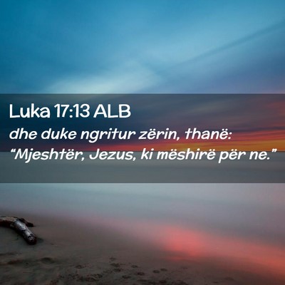 Picture 02 - Luka 17:13 ALB - dhe duke ngritur zërin, thanë: “Mjeshtër, - Bible Verse Picture