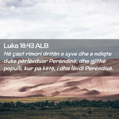 Picture 02 - Luka 18:43 ALB - Në çast rimori dritën e syve dhe e ndiqte duke - Bible Verse Picture