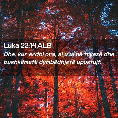 Picture 02 - Luka 22:14 ALB - Dhe, kur erdhi ora, ai u ul në tryezë dhe - Bible Verse Picture
