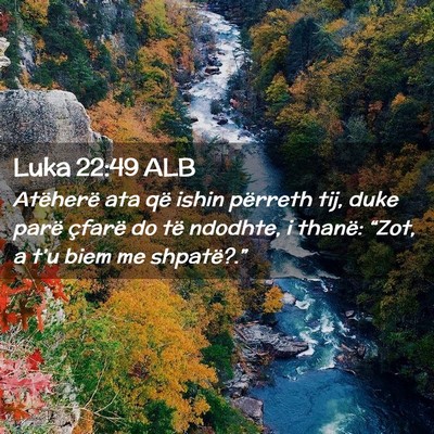 Picture 02 - Luka 22:49 ALB - Atëherë ata që ishin përreth tij, duke parë - Bible Verse Picture