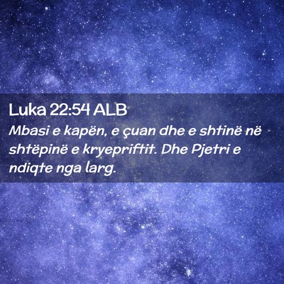 Picture 02 - Luka 22:54 ALB - Mbasi e kapën, e çuan dhe e shtinë në - Bible Verse Picture