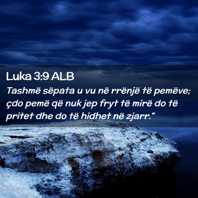 Picture 02 - Luka 3:9 ALB - Tashmë sëpata u vu në rrënjë të pemëve; - Bible Verse Picture