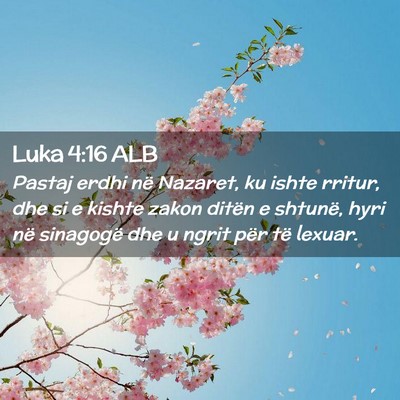 Picture 02 - Luka 4:16 ALB - Pastaj erdhi në Nazaret, ku ishte rritur, dhe si - Bible Verse Picture
