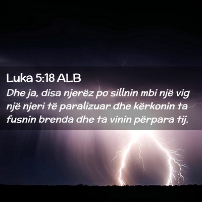 Picture 02 - Luka 5:18 ALB - Dhe ja, disa njerëz po sillnin mbi një vig një - Bible Verse Picture