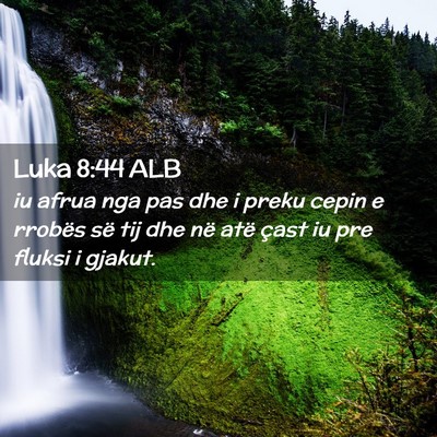 Picture 02 - Luka 8:44 ALB - iu afrua nga pas dhe i preku cepin e rrobës së - Bible Verse Picture