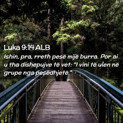 Picture 02 - Luka 9:14 ALB - Ishin, pra, rreth pesë mijë burra. Por ai u tha - Bible Verse Picture