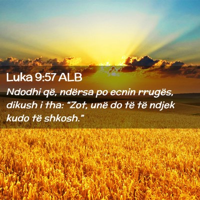 Picture 02 - Luka 9:57 ALB - Ndodhi që, ndërsa po ecnin rrugës, dikush i - Bible Verse Picture