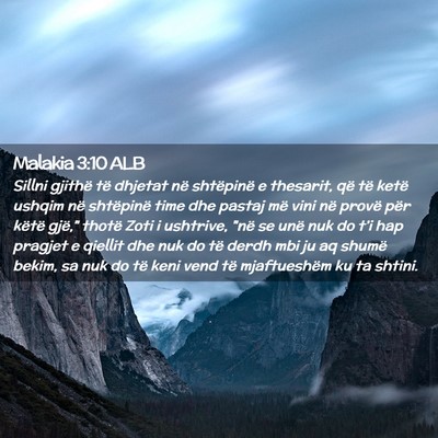 Picture 02 - Malakia 3:10 ALB - Sillni gjithë të dhjetat në shtëpinë e - Bible Verse Picture