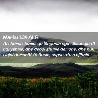 Picture 02 - Marku 1:34 ALB - Ai shëroi shumë, që lëngonin nga sëmundje - Bible Verse Picture