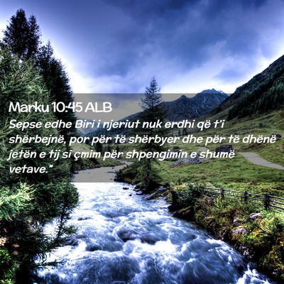 Picture 02 - Marku 10:45 ALB - Sepse edhe Biri i njeriut nuk erdhi që t’i - Bible Verse Picture