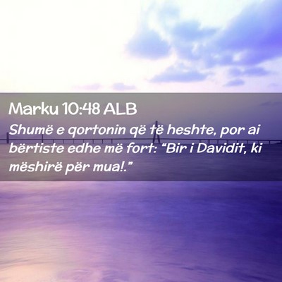 Picture 02 - Marku 10:48 ALB - Shumë e qortonin që të heshte, por ai - Bible Verse Picture