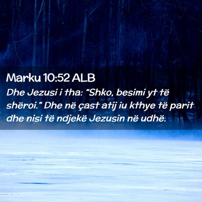 Picture 02 - Marku 10:52 ALB - Dhe Jezusi i tha: “Shko, besimi yt të - Bible Verse Picture