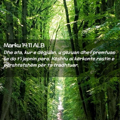 Picture 02 - Marku 14:11 ALB - Dhe ata, kur e dëgjuan, u gëzuan dhe i premtuan - Bible Verse Picture