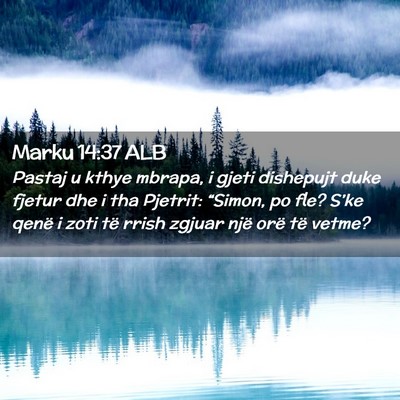 Picture 02 - Marku 14:37 ALB - Pastaj u kthye mbrapa, i gjeti dishepujt duke - Bible Verse Picture