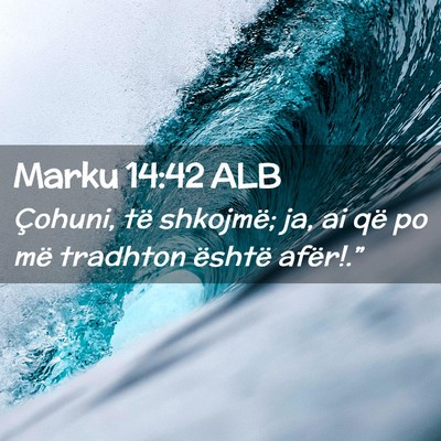 Picture 02 - Marku 14:42 ALB - Çohuni, të shkojmë; ja, ai që po më tradhton - Bible Verse Picture