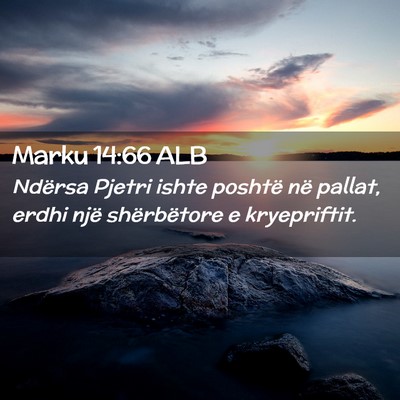 Picture 02 - Marku 14:66 ALB - Ndërsa Pjetri ishte poshtë në pallat, erdhi - Bible Verse Picture