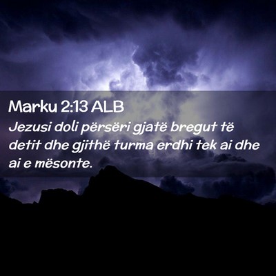 Picture 02 - Marku 2:13 ALB - Jezusi doli përsëri gjatë bregut të detit dhe - Bible Verse Picture