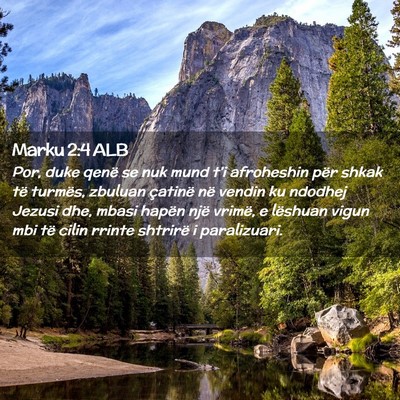 Picture 02 - Marku 2:4 ALB - Por, duke qenë se nuk mund t’i afroheshin për - Bible Verse Picture