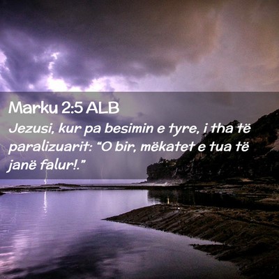 Picture 02 - Marku 2:5 ALB - Jezusi, kur pa besimin e tyre, i tha të - Bible Verse Picture