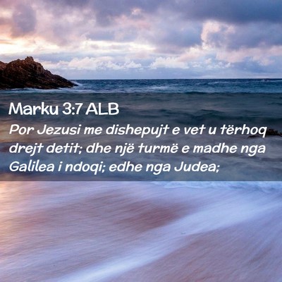 Picture 02 - Marku 3:7 ALB - Por Jezusi me dishepujt e vet u tërhoq drejt - Bible Verse Picture