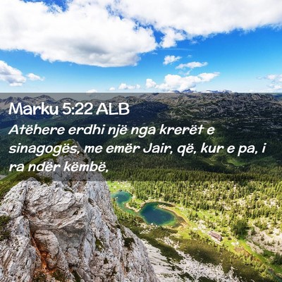 Picture 02 - Marku 5:22 ALB - Atëhere erdhi një nga krerët e sinagogës, me - Bible Verse Picture
