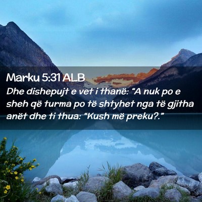 Picture 02 - Marku 5:31 ALB - Dhe dishepujt e vet i thanë: “A nuk po e sheh - Bible Verse Picture