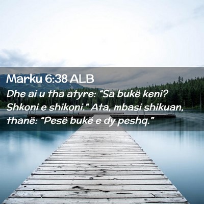 Picture 02 - Marku 6:38 ALB - Dhe ai u tha atyre: “Sa bukë keni? Shkoni e - Bible Verse Picture