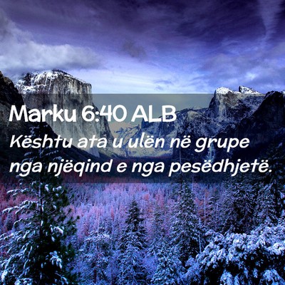 Picture 02 - Marku 6:40 ALB - Kështu ata u ulën në grupe nga njëqind e nga - Bible Verse Picture
