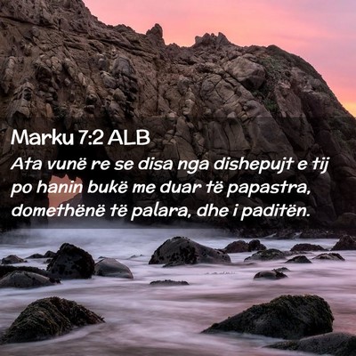 Picture 02 - Marku 7:2 ALB - Ata vunë re se disa nga dishepujt e tij po hanin - Bible Verse Picture