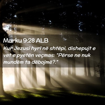 Picture 02 - Marku 9:28 ALB - Kur Jezusi hyri në shtëpi, dishepujt e vet e - Bible Verse Picture