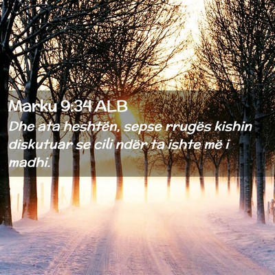 Picture 02 - Marku 9:34 ALB - Dhe ata heshtën, sepse rrugës kishin diskutuar - Bible Verse Picture