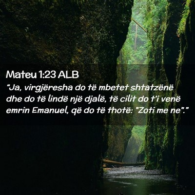 Picture 02 - Mateu 1:23 ALB - “Ja, virgjëresha do të mbetet shtatzënë dhe - Bible Verse Picture