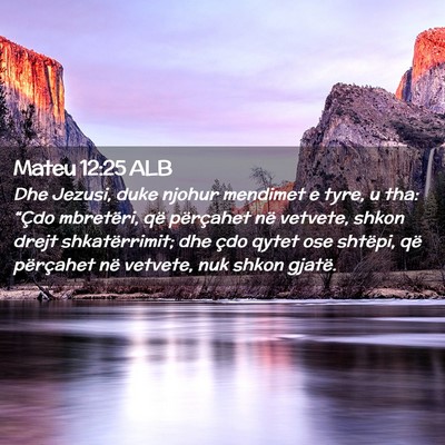 Picture 02 - Mateu 12:25 ALB - Dhe Jezusi, duke njohur mendimet e tyre, u tha: - Bible Verse Picture