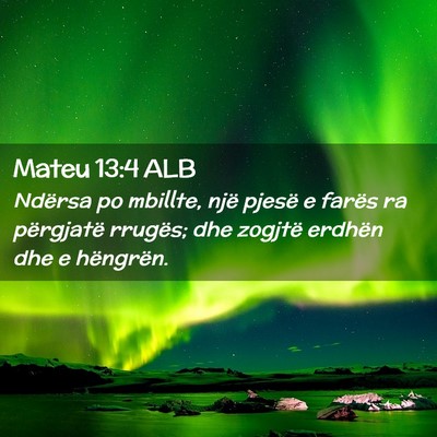 Picture 02 - Mateu 13:4 ALB - Ndërsa po mbillte, një pjesë e farës ra - Bible Verse Picture