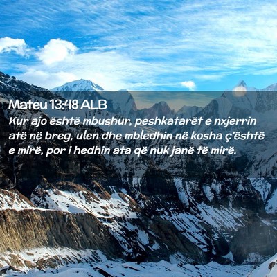Picture 02 - Mateu 13:48 ALB - Kur ajo është mbushur, peshkatarët e nxjerrin - Bible Verse Picture