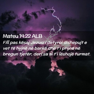 Picture 02 - Mateu 14:22 ALB - Fill pas kësaj Jezusi i detyroi dishepujt e vet - Bible Verse Picture