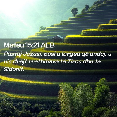 Picture 02 - Mateu 15:21 ALB - Pastaj Jezusi, pasi u largua që andej, u nis - Bible Verse Picture
