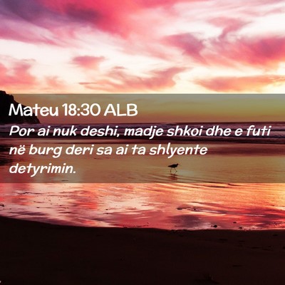 Picture 02 - Mateu 18:30 ALB - Por ai nuk deshi, madje shkoi dhe e futi në burg - Bible Verse Picture