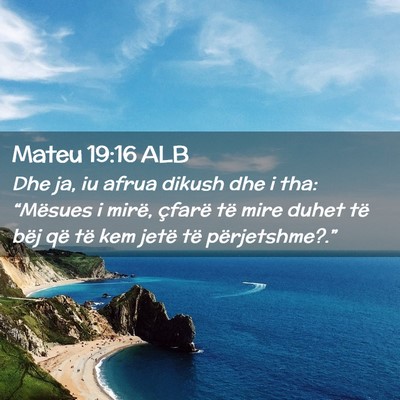 Picture 02 - Mateu 19:16 ALB - Dhe ja, iu afrua dikush dhe i tha: “Mësues i - Bible Verse Picture