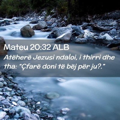 Picture 02 - Mateu 20:32 ALB - Atëherë Jezusi ndaloi, i thirri dhe tha: - Bible Verse Picture