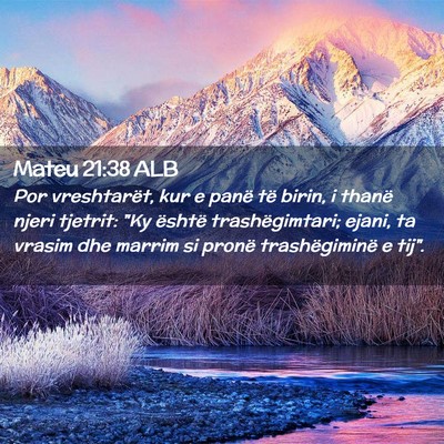 Picture 02 - Mateu 21:38 ALB - Por vreshtarët, kur e panë të birin, i thanë - Bible Verse Picture