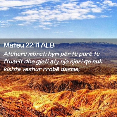 Picture 02 - Mateu 22:11 ALB - Atëherë mbreti hyri për të parë të ftuarit - Bible Verse Picture