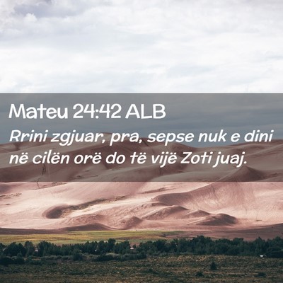 Picture 02 - Mateu 24:42 ALB - Rrini zgjuar, pra, sepse nuk e dini në cilën - Bible Verse Picture