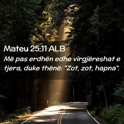 Picture 02 - Mateu 25:11 ALB - Më pas erdhën edhe virgjëreshat e tjera, duke - Bible Verse Picture